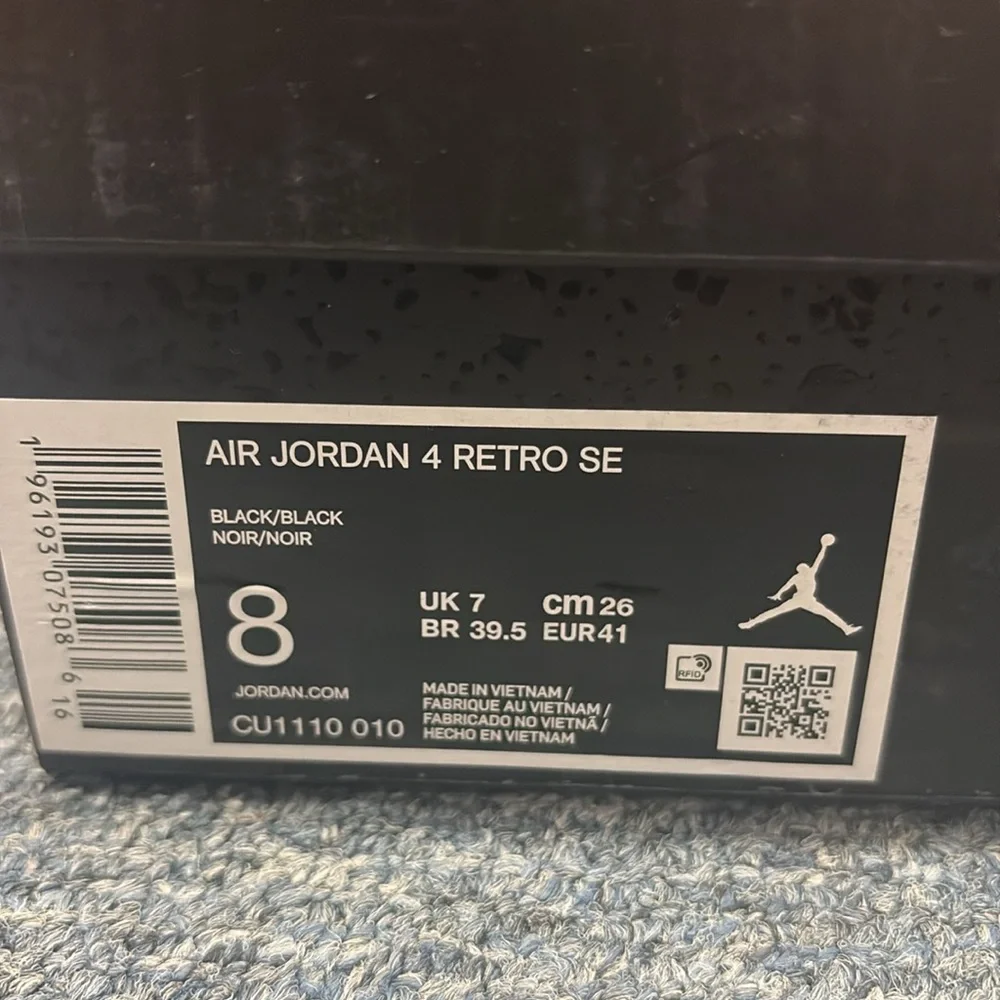 Air Jordan 4 RETRO SE, 8, All Black